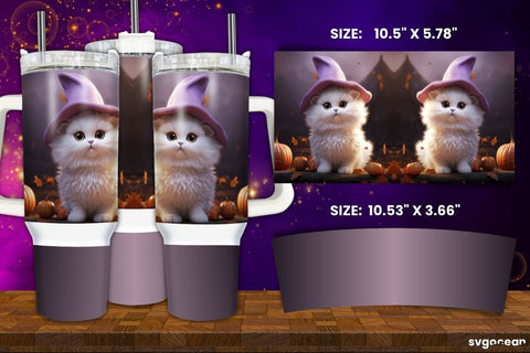 Halloween Cats Tumbler Wrap Bundle | 40 Oz | Sublimation Sublimation SvgOcean 