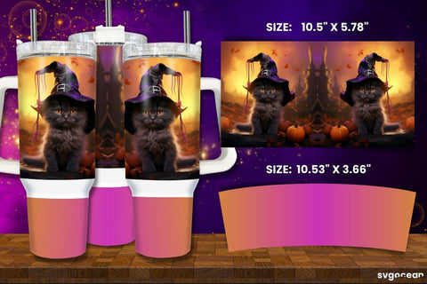 Halloween Cats Tumbler Wrap Bundle | 40 Oz | Sublimation Sublimation SvgOcean 