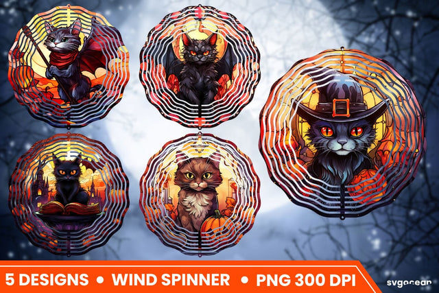 Halloween Cats Wind Spinner | Halloween Sublimation Sublimation SvgOcean 