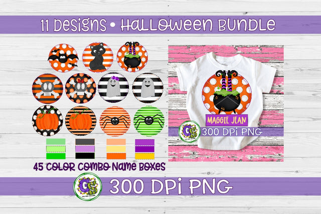 Halloween Circle Design Bundle PNG for Sublimation Sublimation Greedy Stitches 