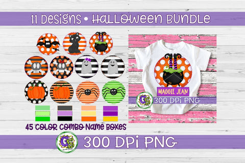Halloween Circle Design Bundle PNG for Sublimation Sublimation Greedy Stitches 