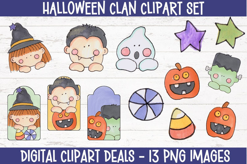 Halloween Clan Clipart Set - Teacher Halloween Classroom Clipart Set Sublimation Digital Clipart Deals 