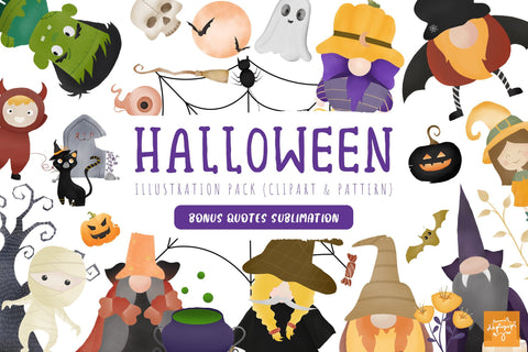 Halloween Clipart and Pattern Collection Sublimation dapiyupi store 
