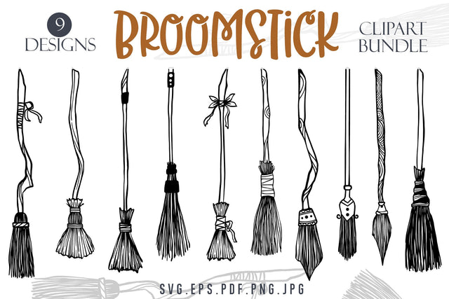 Halloween Clipart Bundle | Broomsticks SVG SVG dapiyupi store 