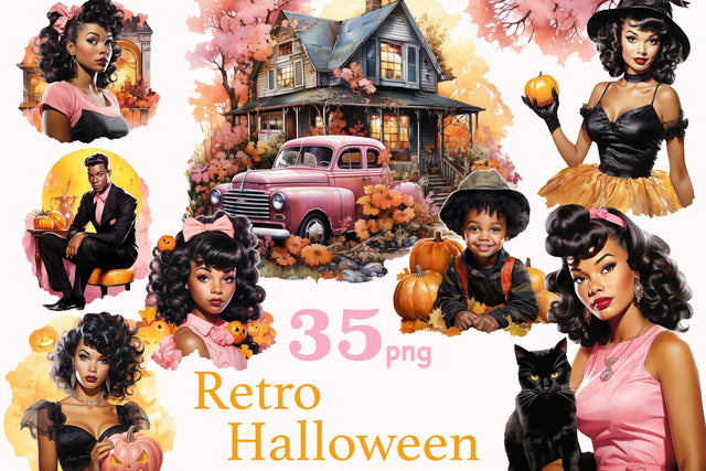 Halloween Clipart PNG Set | Pin Up Illustration SVG GlamArtZhanna 