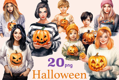Halloween Clipart Set | Autumn Girl PNG Bundle SVG GlamArtZhanna 