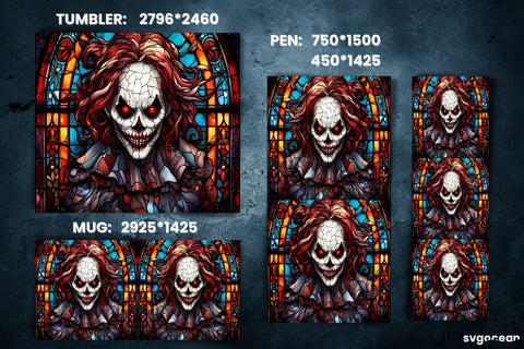 Halloween Clown Wrap Bundle | Tumbler | Mug | Pen Sublimation SvgOcean 