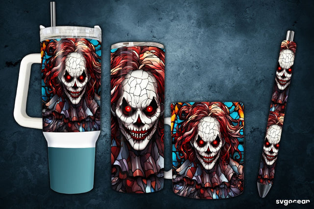 Halloween Clown Wrap Bundle | Tumbler | Mug | Pen Sublimation SvgOcean 