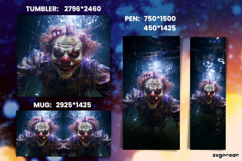 Halloween Clown Wrap Bundle | Tumbler | Mug | Pen Sublimation SvgOcean 