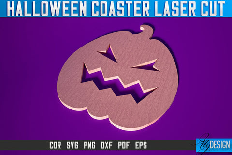 Halloween Coasters Laser Cut SVG | Pumpkin Laser Cut SVG Design | CNC Files SVG Fly Design 