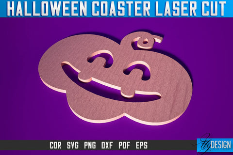 Halloween Coasters Laser Cut SVG | Pumpkin Laser Cut SVG Design | CNC Files SVG Fly Design 