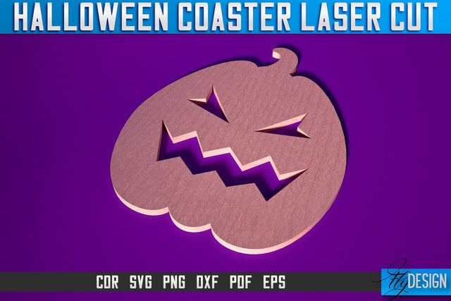Halloween Coasters Laser Cut SVG | Pumpkin Laser Cut SVG Design | CNC Files SVG Fly Design 
