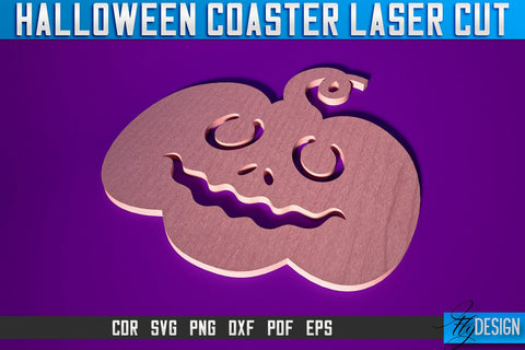 Halloween Coasters Laser Cut SVG | Pumpkin Laser Cut SVG Design | CNC Files SVG Fly Design 