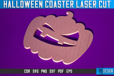 Halloween Coasters Laser Cut SVG | Pumpkin Laser Cut SVG Design | CNC Files SVG Fly Design 