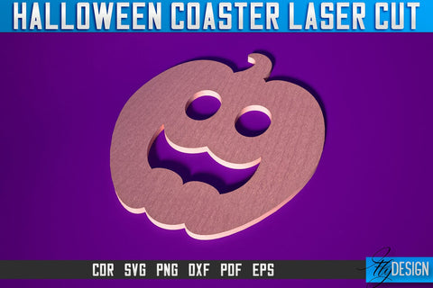 Halloween Coasters Laser Cut SVG | Pumpkin Laser Cut SVG Design | CNC Files SVG Fly Design 