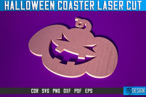 Halloween Coasters Laser Cut SVG | Pumpkin Laser Cut SVG Design | CNC Files SVG Fly Design 