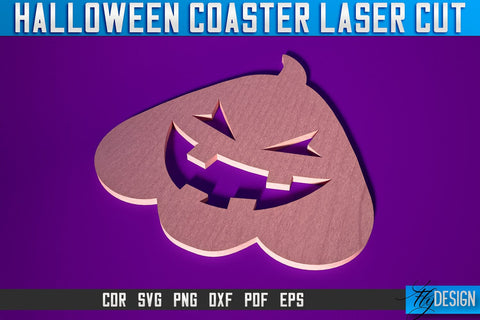 Halloween Coasters Laser Cut SVG | Pumpkin Laser Cut SVG Design | CNC Files SVG Fly Design 