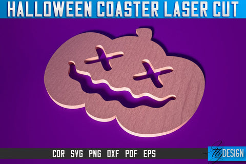 Halloween Coasters Laser Cut SVG | Pumpkin Laser Cut SVG Design | CNC Files SVG Fly Design 