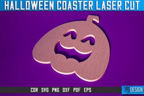 Halloween Coasters Laser Cut SVG | Pumpkin Laser Cut SVG Design | CNC Files SVG Fly Design 