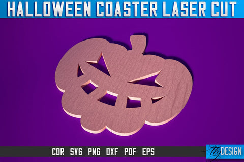 Halloween Coasters Laser Cut SVG | Pumpkin Laser Cut SVG Design | CNC Files SVG Fly Design 