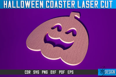 Halloween Coasters Laser Cut SVG | Pumpkin Laser Cut SVG Design | CNC Files SVG Fly Design 