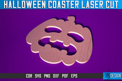 Halloween Coasters Laser Cut SVG | Pumpkin Laser Cut SVG Design | CNC Files SVG Fly Design 