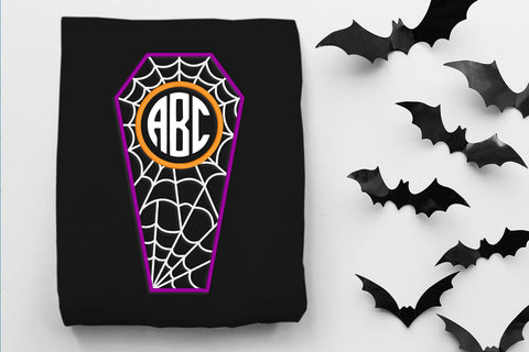 Halloween Cobweb Coffin Round Monogram Frame Embroidery Embroidery/Applique DESIGNS Risa Rocks It 