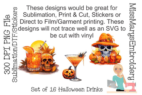 Halloween Cocktail Drinks PNG | Halloween Sublimation | PNG Sublimation MissMarysEmbroidery 
