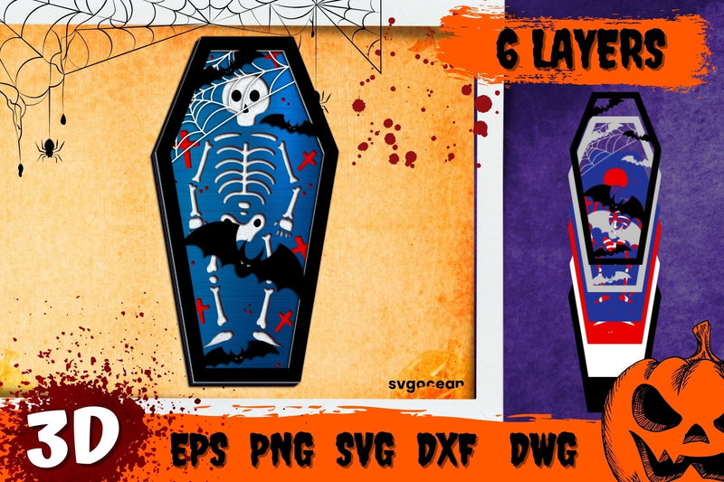 Halloween Coffin 3D Svg Bundle - So Fontsy