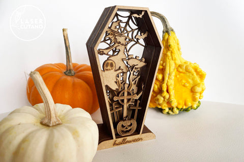 HALLOWEEN COFFIN Wood Decor For Halloween SVG LaserCutano 