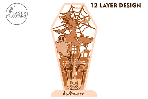 HALLOWEEN COFFIN Wood Decor For Halloween SVG LaserCutano 