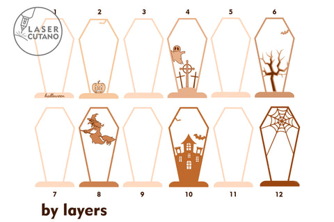 HALLOWEEN COFFIN Wood Decor For Halloween SVG LaserCutano 