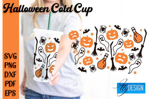 Cold Cup Wrap SVG, Halloween SVG, Full Wrap SVG no Hole. - So Fontsy