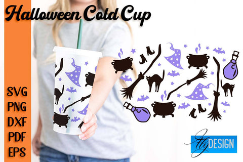 Halloween Cold Cup SVG | Cold cup Wrap SVG SVG Fly Design 