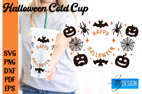Halloween Cold Cup SVG | Cold cup Wrap SVG SVG Fly Design 