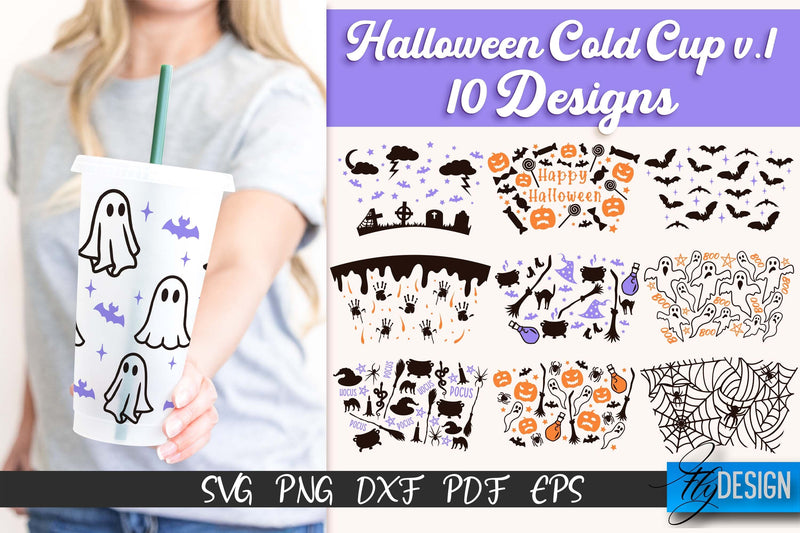 Halloween Cold Cup SVG | Cold cup Wrap SVG SVG Fly Design 