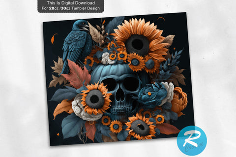 Halloween Colored Sunflowers 20 oz / 30 oz Tumbler PNG Sublimation Regulrcrative 