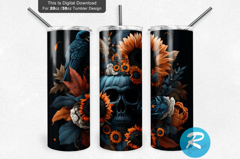 Halloween Colored Sunflowers 20 oz / 30 oz Tumbler PNG Sublimation Regulrcrative 