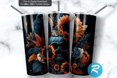 Halloween Colored Sunflowers 20 oz / 30 oz Tumbler PNG Sublimation Regulrcrative 