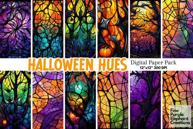 Halloween Colors Sublimation Digital Pattern Fine Purple Elephant Creations 