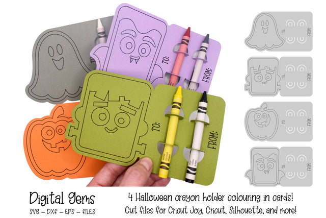 Halloween colouring card designs SVG Digital Gems 
