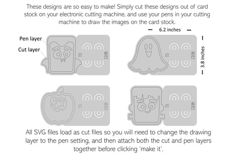 Halloween colouring card designs SVG Digital Gems 