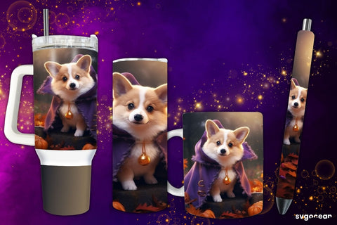 Halloween Corgi Wrap Bundle | Tumbler | Mug | Pen Sublimation SvgOcean 