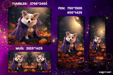 Halloween Corgi Wrap Bundle | Tumbler | Mug | Pen Sublimation SvgOcean 