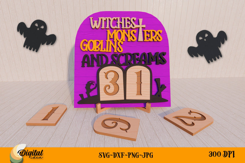 Halloween Countdown Laser Cut . Funny HomeDecor SVG. SVG Evgenyia Guschina 