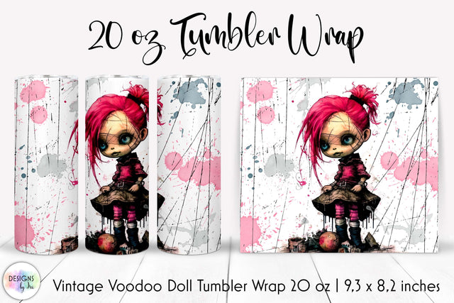 Halloween Creepy Doll Tumbler Wrap Sublimation Sublimation Designs by Ira 