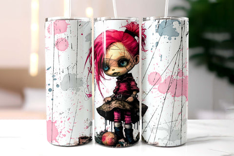 Halloween Creepy Doll Tumbler Wrap Sublimation Sublimation Designs by Ira 