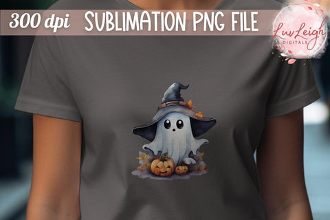 Halloween Cute Ghost T-shirt PNG Sublimation Luvleigh Digitals 