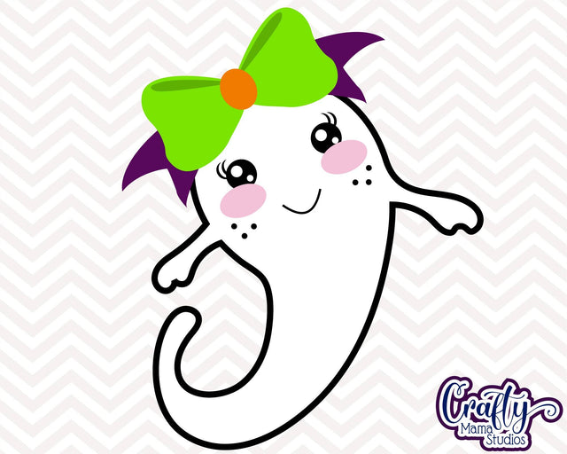 Halloween - Cute Girl Ghost - Kid's Halloween Ghost SVG Crafty Mama Studios 