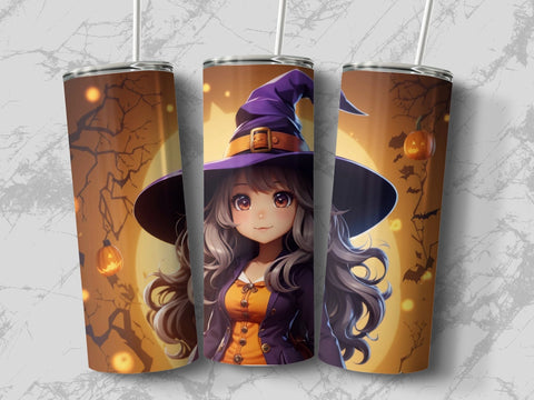 Halloween Cute Witch Tumbler wrap Sublimation Luvleigh Digitals 